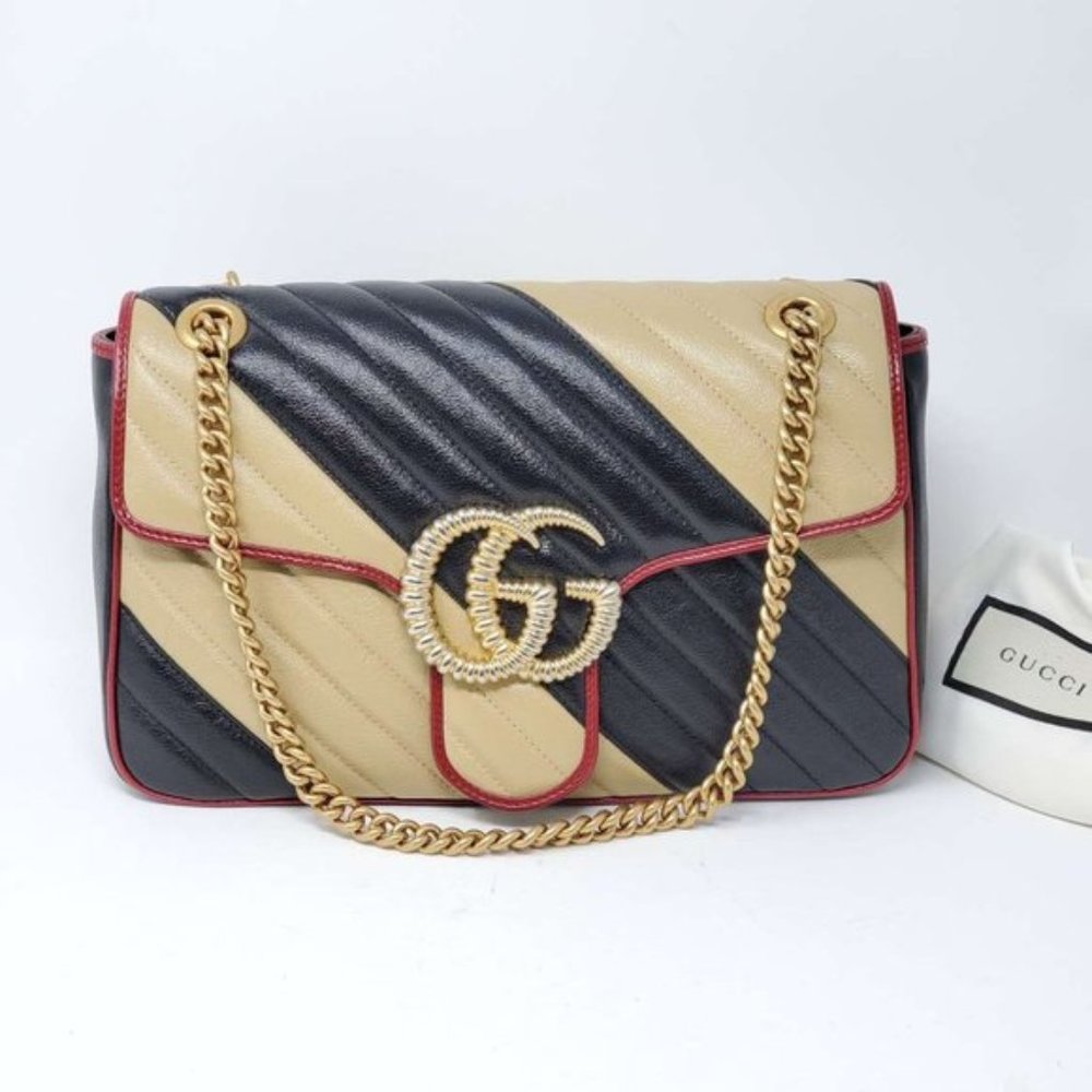 Gucci Medium Bicolor Marmont Crossbody Bag NEW - Picture 2 of 12